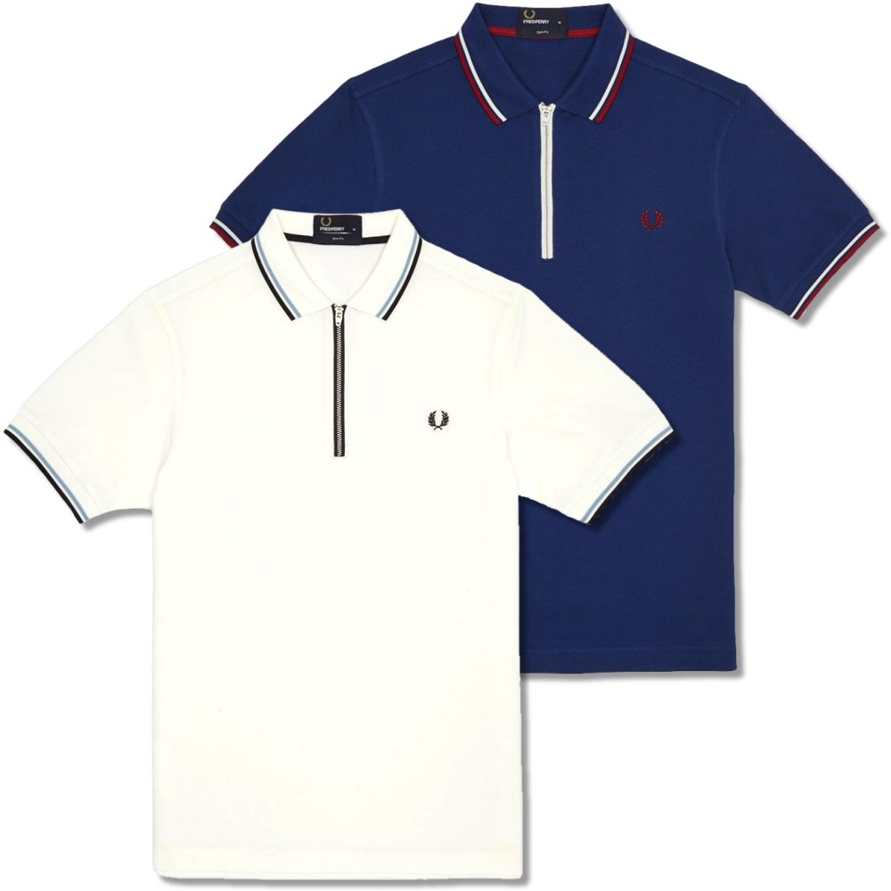 Fred perry zip outlet polo white